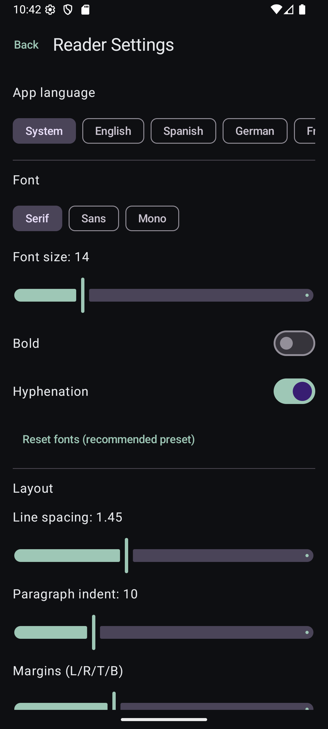 Novella Android reading screen screenshot
